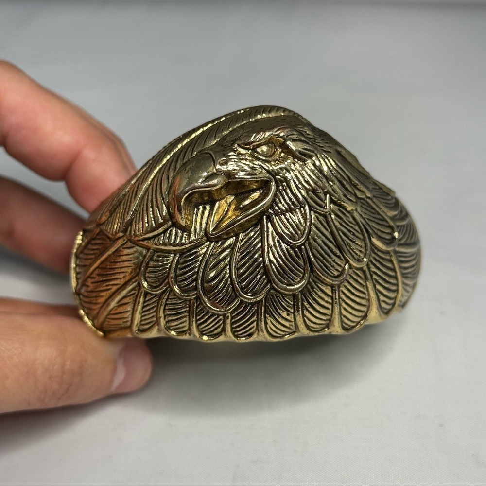 Eagle with Feathers Detail Gold Toned Statement Cuff Bracelet